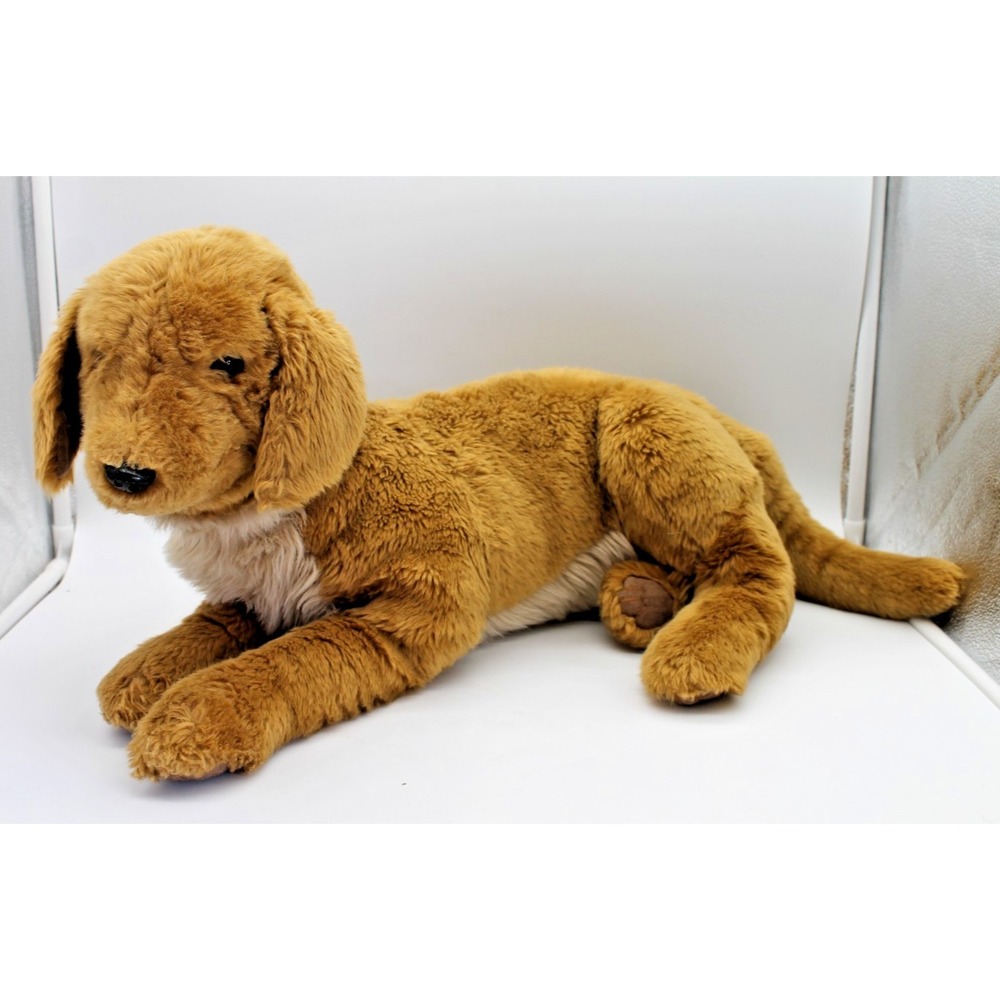 DITZ HEN HOUSE PLUSH Golden Retriever Designs 24" Stuffed Dog Laying Red Collar